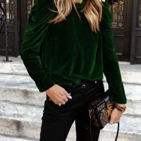 Дамска модна плътна кадифена блуза с дълъг ръкав, 5цвята - 023, снимка 6 - Блузи с дълъг ръкав и пуловери - 42450871
