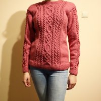 Ръчно плетена дамска блуза с аранови елементи, снимка 2 - Блузи с дълъг ръкав и пуловери - 34835198