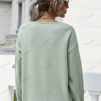 Дамски широк пуловер с маншет и копчета, 2цвята - 023, снимка 11 - Блузи с дълъг ръкав и пуловери - 42407101