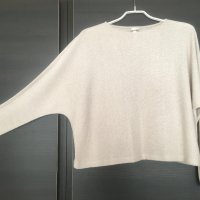 бежов пуловер/блуза с прилеп ръкав, снимка 2 - Блузи с дълъг ръкав и пуловери - 41582555
