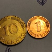 2 БР. ДЕФЕКТНИ монети ГФР 10 пфенинг  1971г. 1 пфенинг 1983 г .с черта на гърба , снимка 8 - Нумизматика и бонистика - 41154850