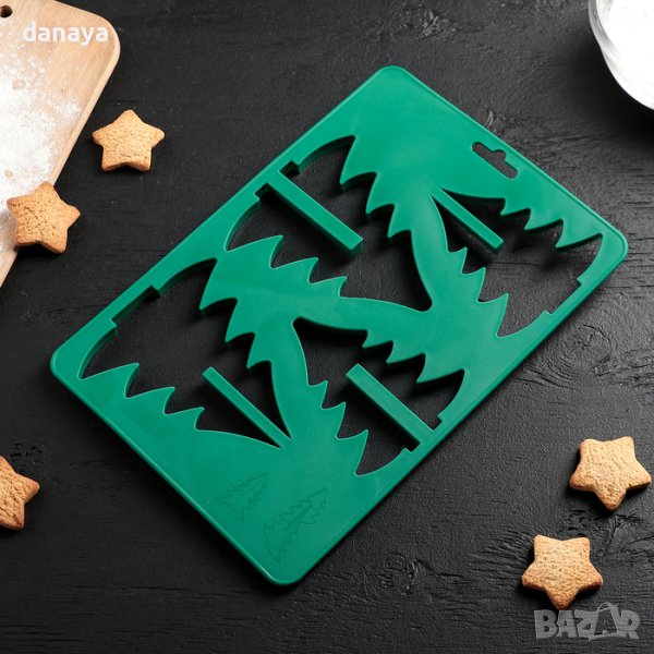 3210 Шаблон резец за коледни сладки 3D Елхи, снимка 1