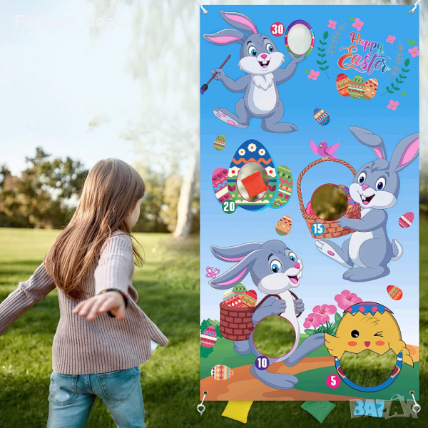 Нов банер забавна семейна Игра за великден деца Декорация Заек Яйце Декор, снимка 1