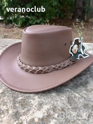 Естествена Кожена каубойска шапка Кафява, снимка 1