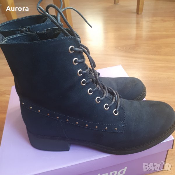 Боти/ кубинки тъмносин велур, 40 н., отл.съст, снимка 1