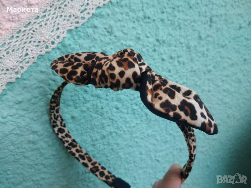 Леопардова Диадема Диадема С Панделка Ръчна Изработка Аксесоари за коса Диадема в леопардово, снимка 1