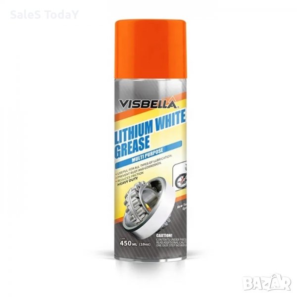 Спрей бяла литиева грес, смазочна грес, Многофункционална, 450 мл, снимка 1