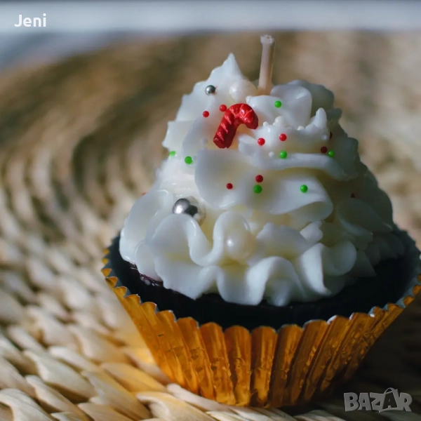 Свещ Cupcake sugar cane, снимка 1
