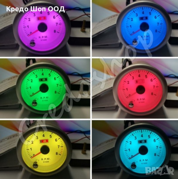 Измервателен Уред За Оборотомер R.P.M. RGB 52мм, снимка 1