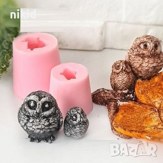 3D 2 размера бухал сова силиконов молд форма фондан гипс свещ, снимка 1