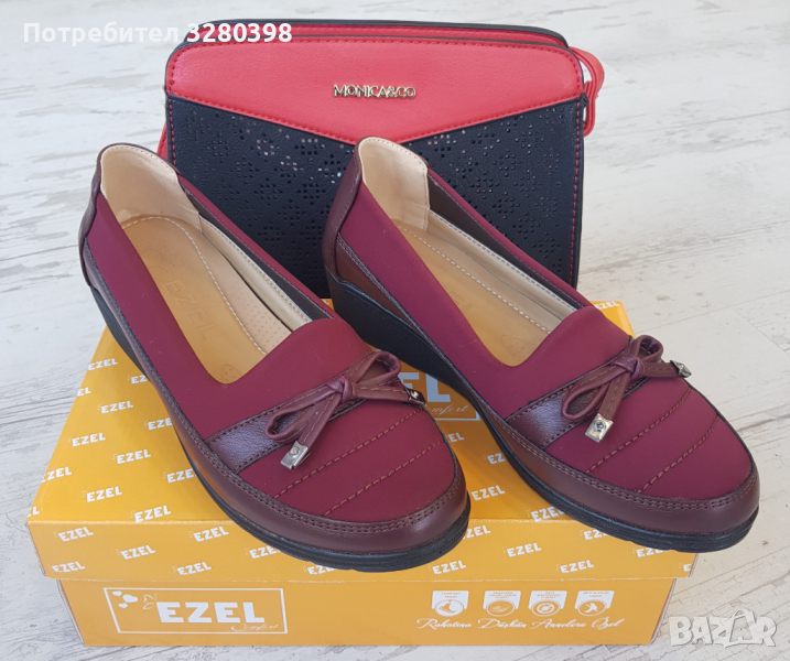 Дамски обувки на платформа цвят бордо, снимка 1