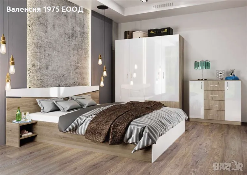 Спален комплект Сити 7062 бяло и арвен, снимка 1