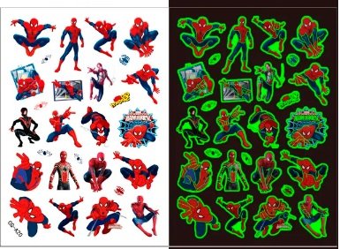 Спайдърмен Spiderman светещи лист Tattoo татос татуировка временна детска татоси татуси, снимка 1
