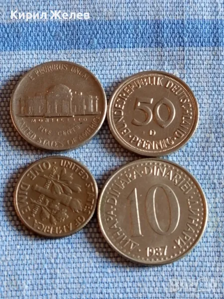 Четири монети от цял свят АМЕРИКА,ГДР, ЮГОСЛАВИЯ за КОЛЕКЦИЯ ДЕКОРАЦИЯ 27294, снимка 1