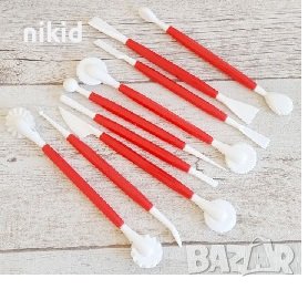 9 бр двойни инструмента за моделиране и скулпуриране рязане оформяне украса декорация фондан тесто, снимка 1