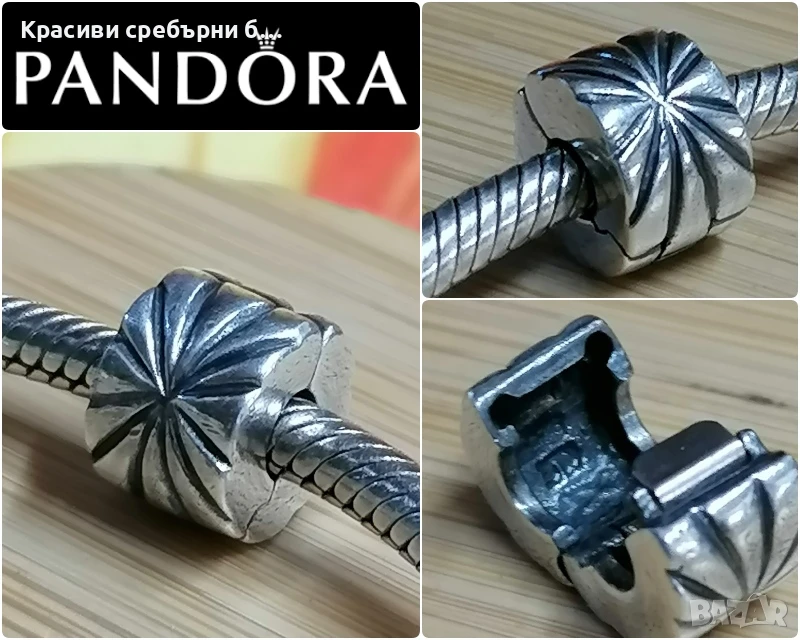 Pandora оригинален сребърен талисман клипс, снимка 1