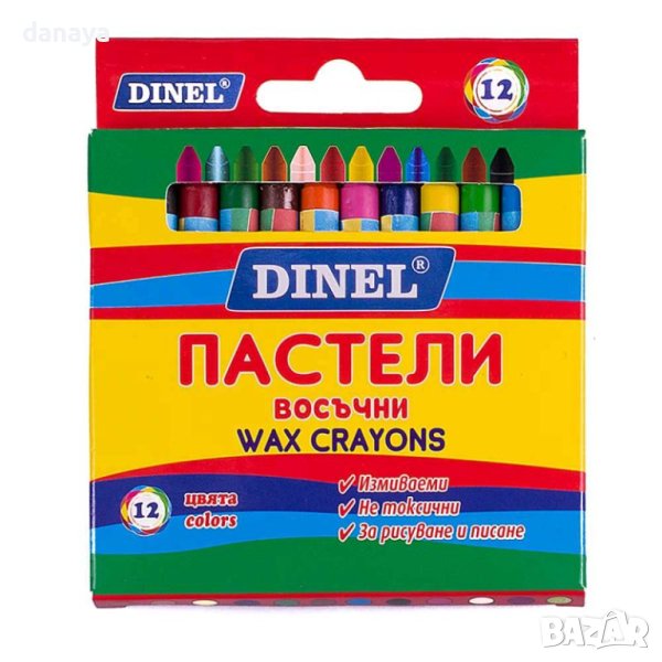 4039 Восъчни пастели DINEL, 12 цвята, снимка 1