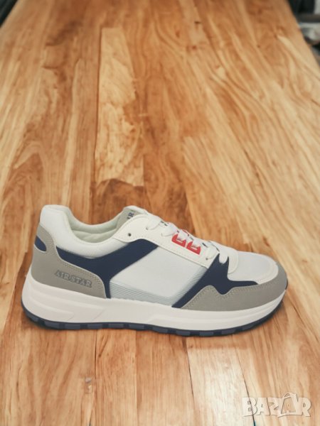 Мъжки маратонки в бяло, синьо и сиво код319, снимка 1