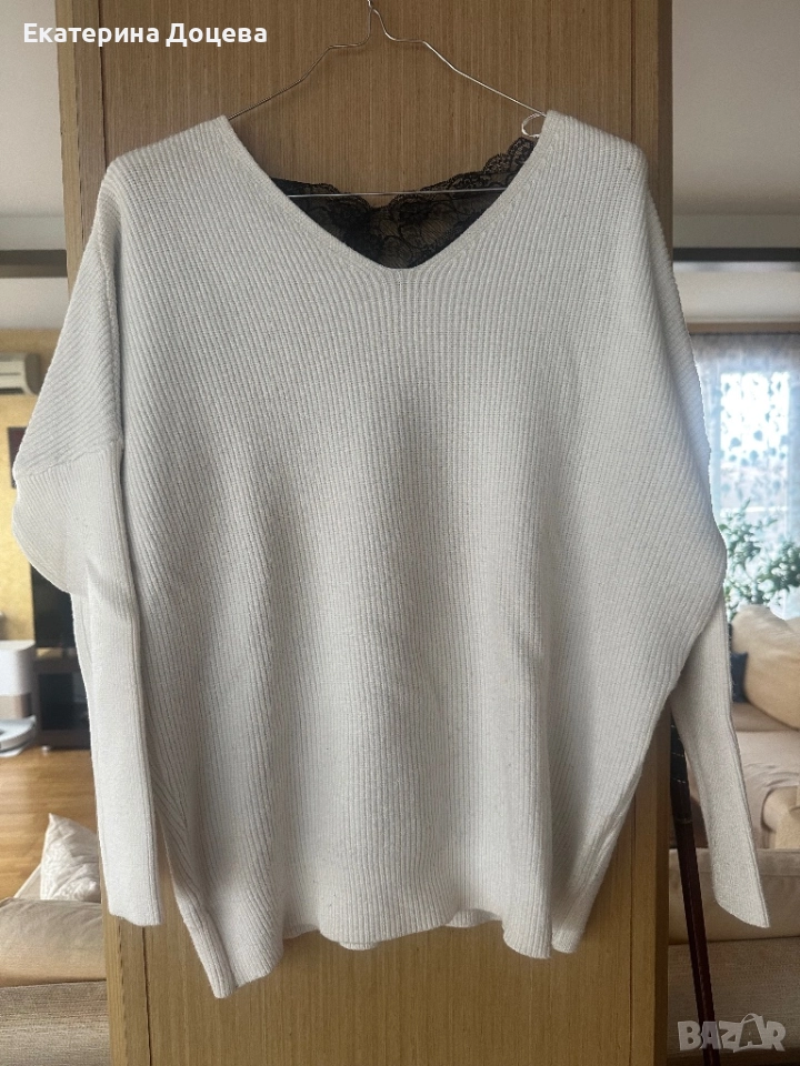 Бяла блуза с дантела Фетиш, снимка 1