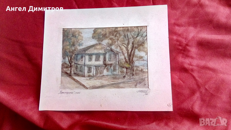 Картина акварел Никола Костов 1977 г. Приморско, снимка 1