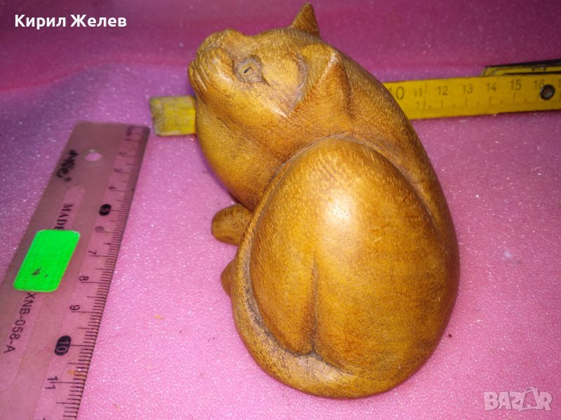 СИМПАТИЧНО МАЛКО СЛАДКО КОТЕНЦЕ ДЕКОРАТИВНА ДЪРВЕНА ФИГУРКА Стара РЪЧНА АРТ ИЗРАБОТКА 42883, снимка 1