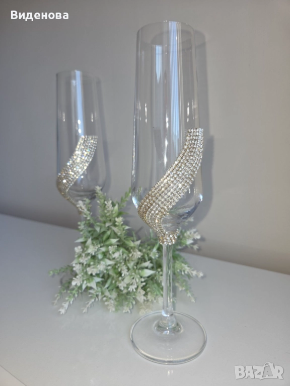 Продавам ръчно изработени чаши с кристали, снимка 1