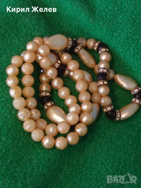 СТАРО ПЕРЛЕН ТИП РЕТРО АРТ ДЕКО КОЛИЕ ВИНТИДЖ ГЕРДАН с БРОНЗ ФАСЕТИРАН КРИСТАЛ ЦИРКОНИ 27135, снимка 1