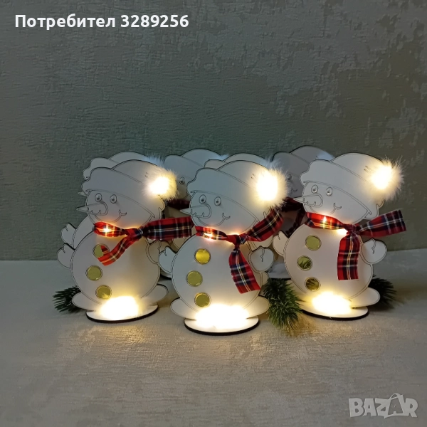 Коледен подарък Снежко, декорация, украса, име, Коледа, светлина, лампички, снимка 1