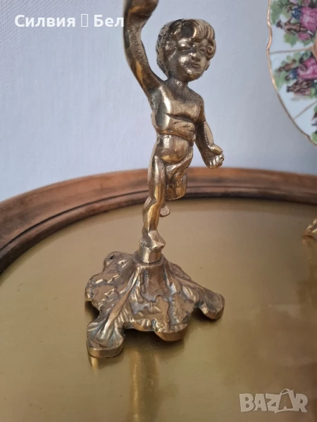 Свещник с фигура на херувим , снимка 1