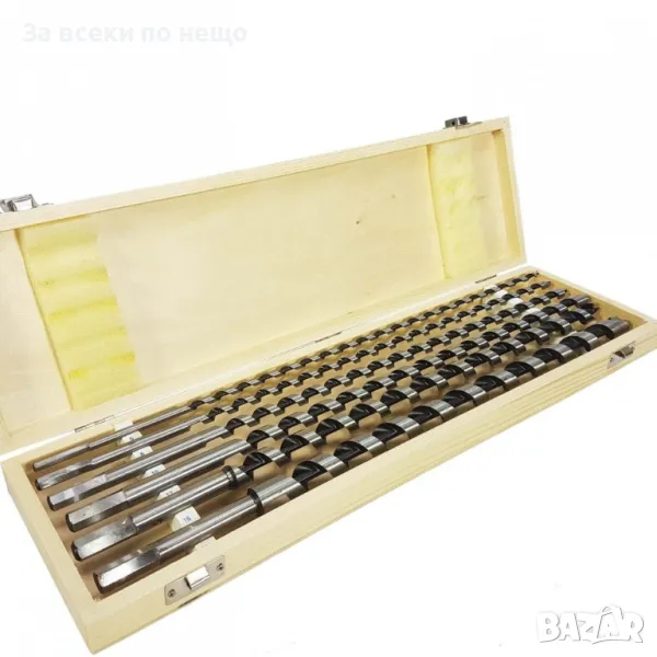 Комплект свредла за дърво 6 части 6 – 18  460 мм в дървена кутия Mar-Pol, снимка 1