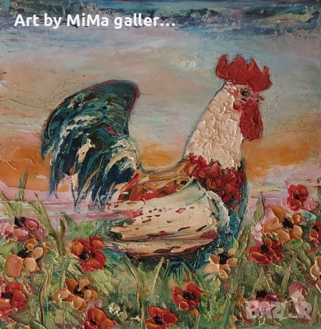 > Петел, петли, петлета, rooster - Мима / Art by MiMa, paintings, снимка 4 - Картини - 35228156