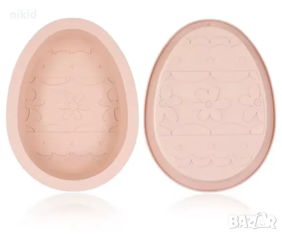 Великденско яйце с декор грамадно силиконов молд форма силиконова тава за кекс сладкиш десерт торта, снимка 3 - Форми - 49980558