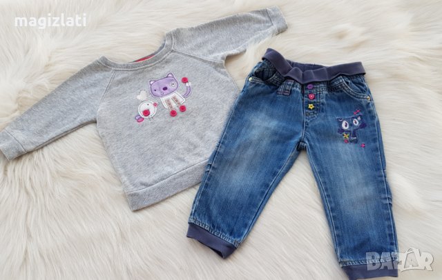 Дънки и блуза 9-12 месеца, снимка 8 - Панталони и долнища за бебе - 34286807