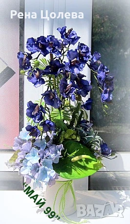 Синя орхидея, снимка 2 - Подаръци за юбилей - 51271911