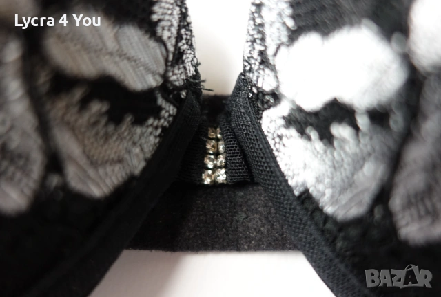 MED луксозен черен сутиен със сива дантела и камъни, снимка 7 - Бельо - 53686143