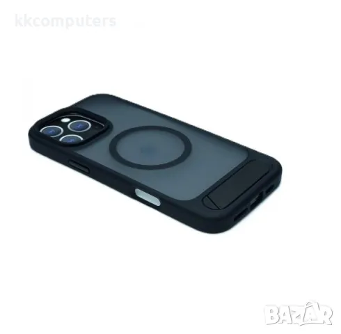 Калъф силикон Dfans Мат MagSafe със стойка /Черна рамка/ за iPhone 16 6.1 Баркод : 3130844, снимка 2 - Калъфи, кейсове - 48135675