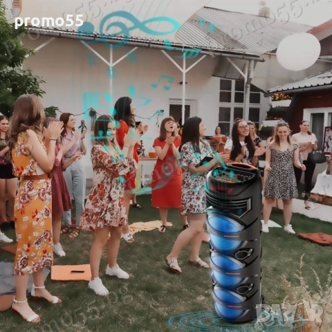 Голяма тонколона 95см. 3х8 инча с безжичен микрофон, дистанционно, RGB, снимка 10 - Тонколони - 52596202