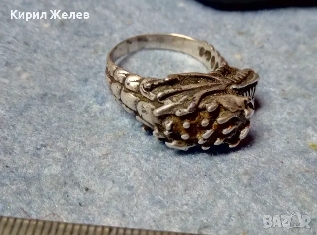 ЕФЕКТЕН ФИГУРАЛЕН СРЕБЪРЕН ПРЪСТЕН ДРАКОН СРЕБРО 925 ХУДОЖЕСТВЕНА РЪЧНА МАЙСТОРСКА ИЗРАБОТКА 49307, снимка 4 - Пръстени - 49246182