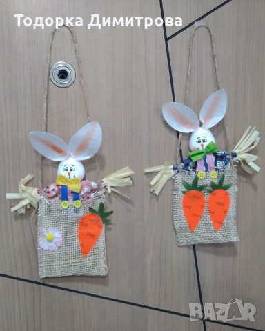 Великденски заек в канапена торба, снимка 1 - Декорация за дома - 36003815