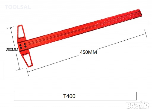 3в1 алуминиева прецизна линия, прав ъгъл и инструмент за чертане 400мм