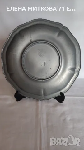 2 немски калаени чинии 32 см с флорални мотиви, снимка 3 - Други ценни предмети - 50282979