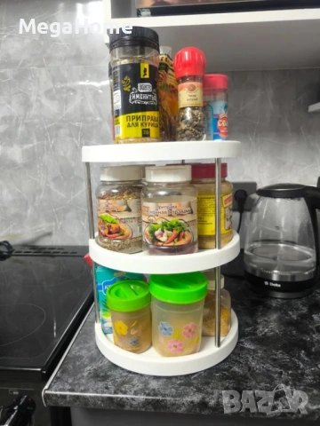 Въртящ се органайзер на 3 нива 360 градуса за кухня и баня, снимка 4 - Други стоки за дома - 53138755