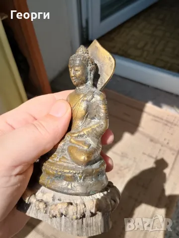 Стара бронзова статуетка върху кост, снимка 7 - Антикварни и старинни предмети - 50127201