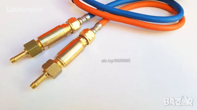 Горелка газ-кислород с дюзи 5бр, маркуч 3,5мм/180см. с клапани гасителни. Произход Италия, снимка 2 - Други инструменти - 48127920