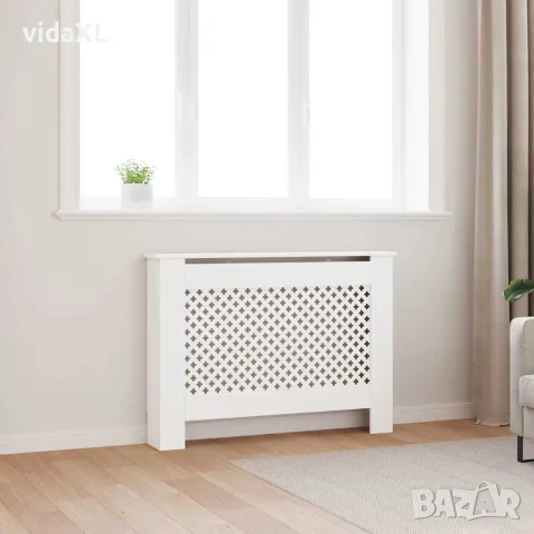 vidaXL Параван за радиатор, бял, 112x19x81,5 см, МДФ, снимка 2 - Паравани - 56146537
