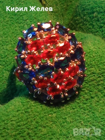 Ефектен сребърен пръстен тип Коктейлен с Рубини и Сапфири за официални събития 51788, снимка 16 - Пръстени - 53003800