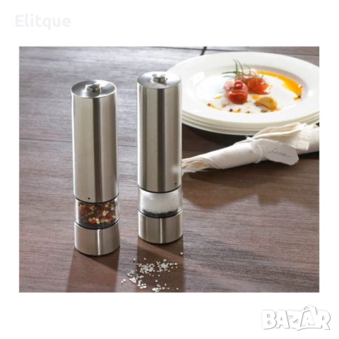 Електрическа мелничка за сол/пипер Bohmann, 4x AAA батерии (не са вкл.), Инокс