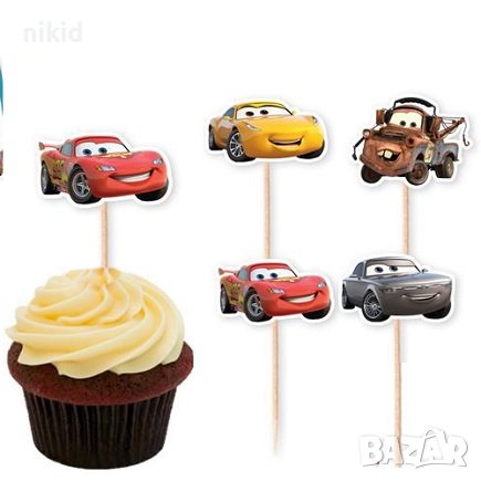 10 бр Макуин Маккуин колите McQueen cars топери клечки за мъфини декор украса