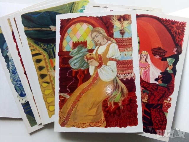Приказка в картички "Сказка о мертвой царевне и о семи богатиырях - А.С.Пушкин" - 1979г. 16 картички, снимка 3 - Колекции - 41167831