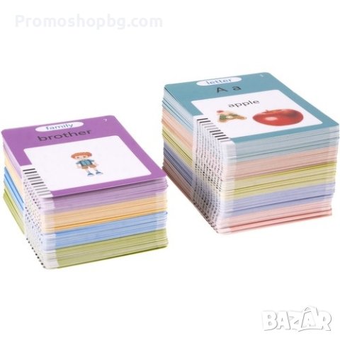Самоучител по английски език за деца с 112 двустранни карти в син или розов цвят, снимка 5 - Образователни игри - 41614508